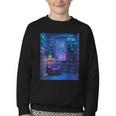 Book Library Bookshelf Armchair Window Pattern Print Youth Crewneck Sweatshirt