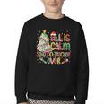 Book Tree All Is Calm Said No Teacher Ever Christmas Youth Crewneck Sweatshirt