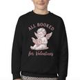 All Booked For Valentines Cute Cherub Vintage Book Lover Youth Crewneck Sweatshirt