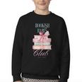 Bookish Babes Club Cute Pink Book Stack With Bow Youth Crewneck Sweatshirt