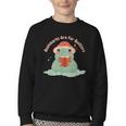 Bookmarks Are For Quitters Frog Reading Book Graphic Youth Crewneck Sweatshirt Bookmarks Are For Quitters Frog Reading Book Graphic Youth Crewneck Sweatshirt
