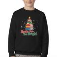Books Make You Bright Christmas Librarian Book Lover Youth Crewneck Sweatshirt