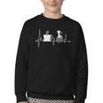 Cat Book Coffee Lover Heartbeat Cat Lover Book Lover Youth Crewneck Sweatshirt