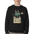 Cat Reading Book Youth Crewneck Sweatshirt