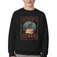 Cats And Books Lover Reading Literary Feline Humor Youth Crewneck Sweatshirt
