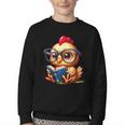 Chicken Reading a Book Farm Animal Chick Youth Crewneck Sweatshirt Chicken Reading a Book Farm Animal Chick Youth Crewneck Sweatshirt