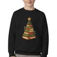 Christmas Book Tree Bookshelf Holiday For Readers Librarians Youth Crewneck Sweatshirt