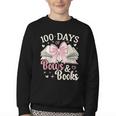 Coquette 100 Days Of Bows Books Reading 100th Day Of School Youth Crewneck Sweatshirt Coquette 100 Days Of Bows Books Reading 100th Day Of School Youth Crewneck Sweatshirt