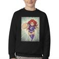 The Crimson Crescent 90s Retro Comic Book Superheroine Art Youth Crewneck Sweatshirt
