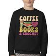 Crochet Coffee Reading Books Crocheter Crocheting Youth Crewneck Sweatshirt
