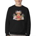 Cute Baby Highland Cow Reading Book Lover Toddler Youth Crewneck Sweatshirt