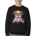 Cute Dog Puppy English Bulldog Reading Book Youth Crewneck Sweatshirt Cute Dog Puppy English Bulldog Reading Book Youth Crewneck Sweatshirt