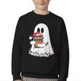 Cute Ghost Holding Books Bookish Christmas Youth Crewneck Sweatshirt