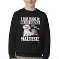 Cute Glasses Read Books & Pet My Maltese Lover Youth Crewneck Sweatshirt