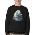 Cute Manatee Reading Book Bookworm Readers Manatee Lover Youth Crewneck Sweatshirt