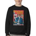 Dead Roast Coffee Comic Book Cover Style Skeleton Barista Youth Crewneck Sweatshirt