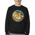 Dog Reading Book Rain Cozy Umbrella Cute Art Men Youth Crewneck Sweatshirt