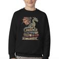 Dragon Fantasy Book Lover Book Nerd Youth Crewneck Sweatshirt Dragon Fantasy Book Lover Book Nerd Youth Crewneck Sweatshirt