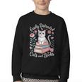 Easily Distracted By Cats And Books Reading Youth Crewneck Sweatshirt