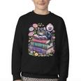 Fantasy Drama Tragedy Cute Cat Book Lover Readers Librarians Youth Crewneck Sweatshirt