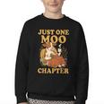 Floral Cow Reading Pun Just One More Chapter Cozy Book Lover Youth Crewneck Sweatshirt