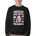 Fueled By Iced Coffee And Books Book Lover Retro Youth Crewneck Sweatshirt