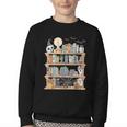 Ghost Book Reading Books Lover Teacher Happy Halloween Youth Crewneck Sweatshirt