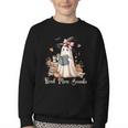 Ghost Reading Book Coquette Bow Halloween Girl Kid Teacher Youth Crewneck Sweatshirt