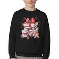Girly Coquette Gingerbread Books And Hot Cocoa Cozy Season Youth Crewneck Sweatshirt