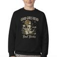 Good Girls Read Bad Books Vintage Skeleton Reader Youth Crewneck Sweatshirt