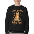 Halloween Fully Booked This Fall Book Ginger Cat Reading Youth Crewneck Sweatshirt