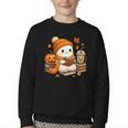 Halloween Ghost Reading Book Lovers Coffee Girl Women Youth Crewneck Sweatshirt