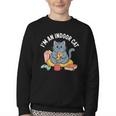 I'm An Indoor Cat Introvert Pizza Popcorn Book Gamer Cat Youth Crewneck Sweatshirt