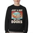 Just A Boy Who Loves Books Reading Bookworm Boys Kids Youth Crewneck Sweatshirt