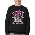 Just a Girl Who Loves Books Reading Book Butterfly Bookworm Youth Crewneck Sweatshirt