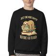 Just One More Chapter Sloth Sleeping On Books Reading Youth Crewneck Sweatshirt