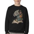 Leopard Book Flower Youth Crewneck Sweatshirt