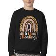 Leopard Teacher Wild About Reading Books Reader Librarian Youth Crewneck Sweatshirt