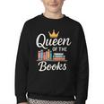 Librarian Queen Of The Books Book Reading Library Youth Crewneck Sweatshirt