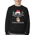 Most Likely To Read A Book On Christmas Love Reading Books Youth Crewneck Sweatshirt