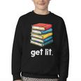 Get Lit With Books Youth Crewneck Sweatshirt Get Lit With Books Youth Crewneck Sweatshirt