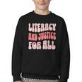 Literacy And Justice For All Book Lover Youth Crewneck Sweatshirt