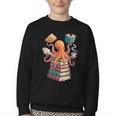 Octopus Book Reading Book Reader Ocean Octopus Youth Crewneck Sweatshirt