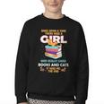 Once Upon A Time There Was A Girl Who Loves Books And Cats Youth Crewneck Sweatshirt