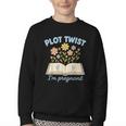 Plot Twist I'm Pregnant Literary Pregnancy Announcement Book Youth Crewneck Sweatshirt