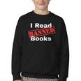 I Read Banned Books Censored Red Stamp Reading Librarian Youth Crewneck Sweatshirt