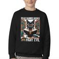 Read Banned Books Drink Coffee Fight Evil Book Reader Lovers Youth Crewneck Sweatshirt