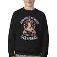Read Books Be Weird Stay Feral Goat Youth Crewneck Sweatshirt Read Books Be Weird Stay Feral Goat Youth Crewneck Sweatshirt