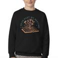 I Read Past My Bedtime Book Flower Butterfly Moon Bookish Youth Crewneck Sweatshirt
