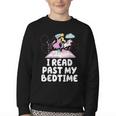I Read Past My Bedtime Reading Unicorn Book Lover Youth Crewneck Sweatshirt
